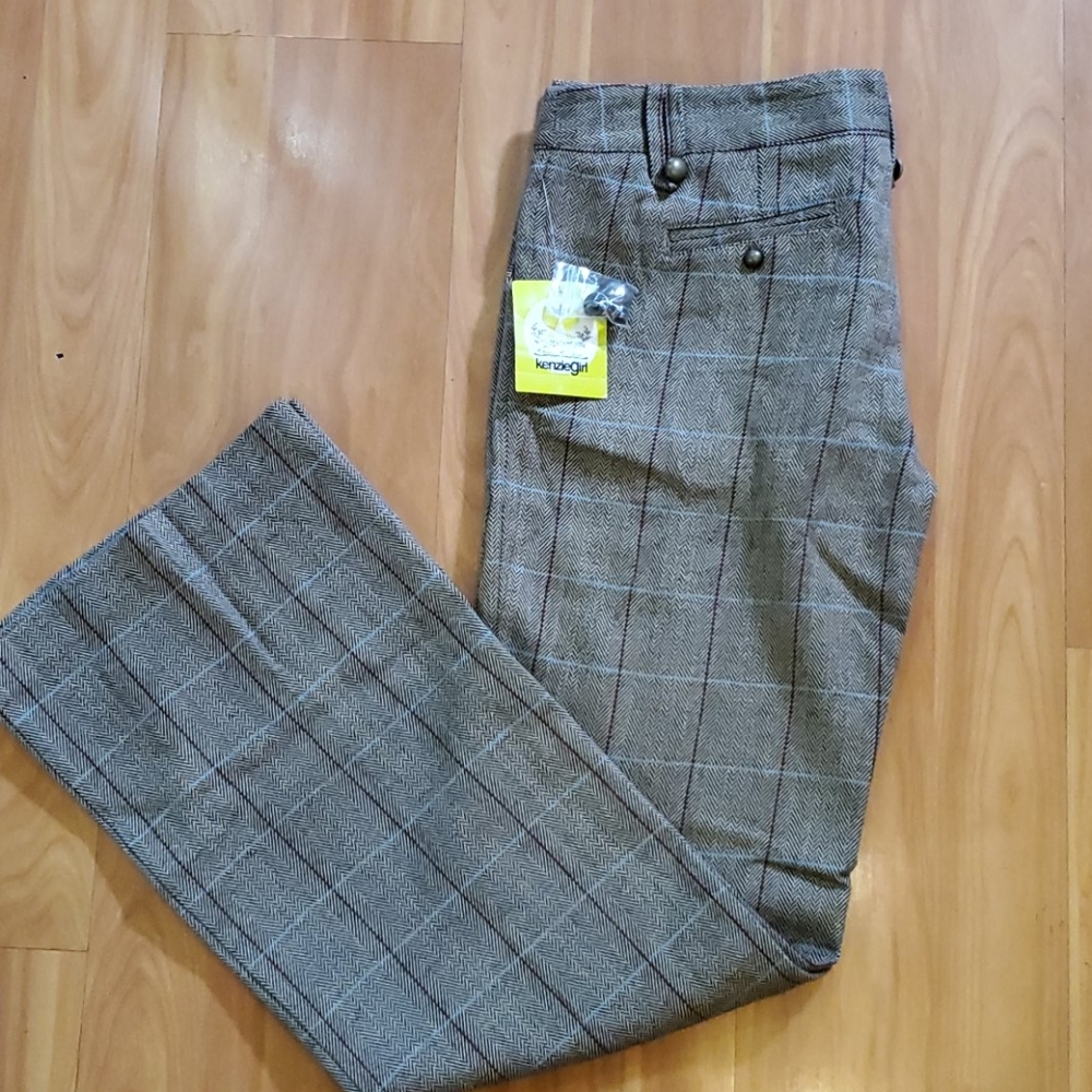 Plaid wide leg trousers